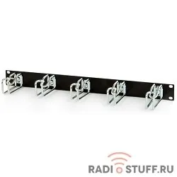 Кабельный органайзер 19" с металлическими кольцами, 85x43мм, 1U, черный, Hyperline 