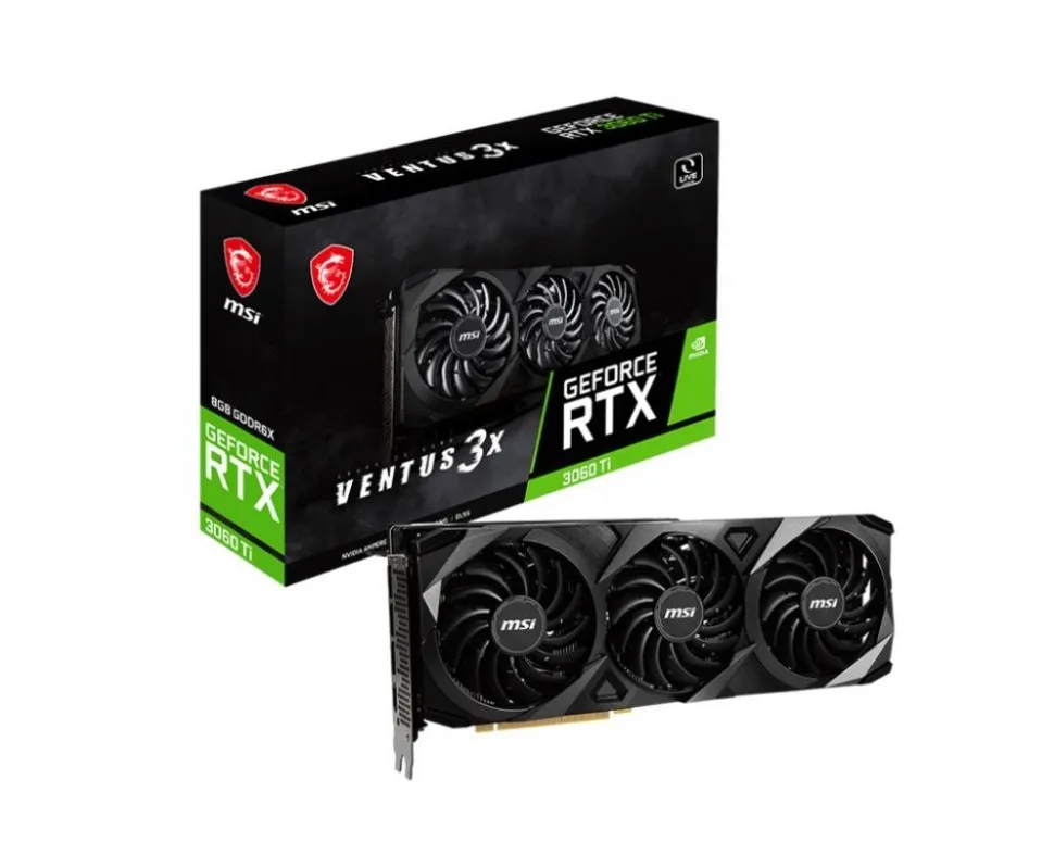 Видеокарта MSI 8 Гб GDDR6X 256 бит PCIE 4.0 16x GPU 1410 МГц 3xВыход HDMI 1xВыход DisplayPort 3060TIVENTUS3X8GD6X