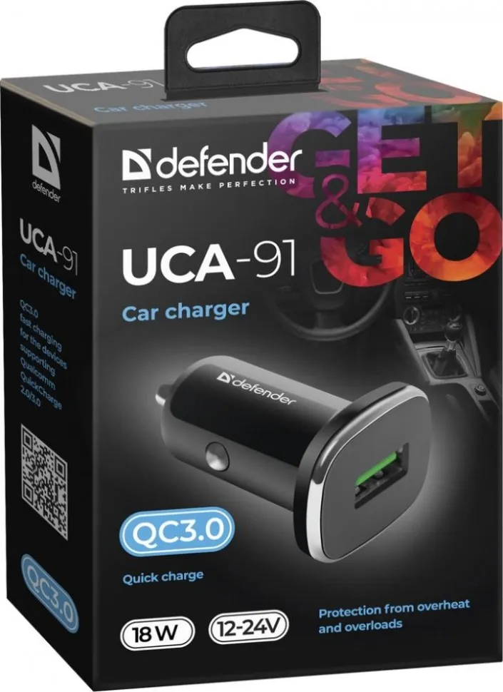 Зарядное устройство для авто 18W QC3.0 83830 DEFENDER