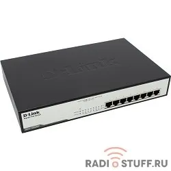 DGS-1008MP/A2A/B1A D-Link коммутатор с 8 портами 10/100/1000Base-T с поддержкой PoE 802.3af/802.3at (30 Вт, PoE бюджет 140 Вт) и функцией энергосбережения