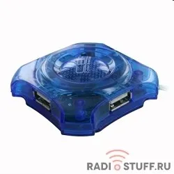 CBR  CH-127 USB-концентратор , 4 порта, USB 2.0, голуб.