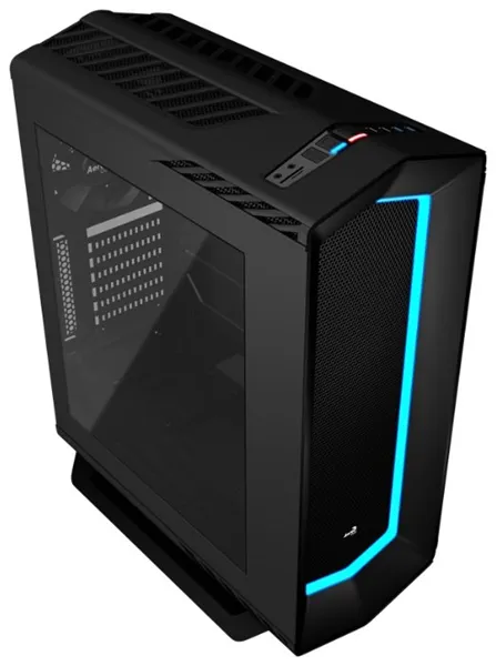 Aerocool P7-C1, акриловое окно, чёрный, ATX, без БП, 8 вариантов подсветки, 2x USB2.0, 2x USB3.0, SD-картридер