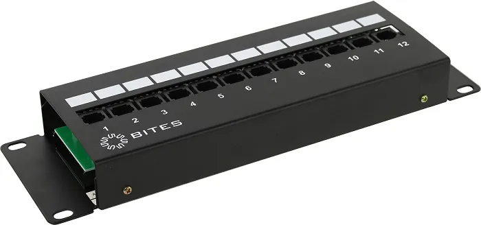 Патч-панель UTP, cat.5e, 12 портов, Dual Type, 2U, L=287мм, 5bites 