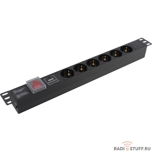 Exegate EX280832RUS Блок розеток ExeGate ServerPro PDU-19H607 Al-6S-C14-SW-SPD1, 19",1U,алюм, 6Schuko, С14, SPD1