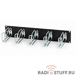 Кабельный органайзер 19" с металлическими кольцами, 125x65мм, 2U, черный, Hyperline 
